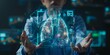 © ParinApril - Doctor showing a holographic display of human lungs