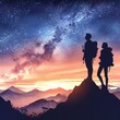 © ufuk - Silhouetted Hikers Gazing at the Milky Way.