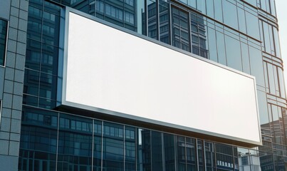 Wall Mural - Blank screen banner mockup displayed on the modern building facade. Close Up view.