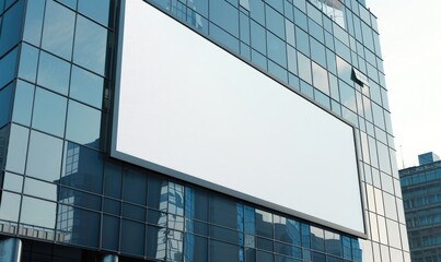 Wall Mural - Blank screen banner mockup displayed on the modern building facade. Close Up view.