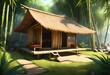 bamboo hut with thatched roofs. for playing and relaxing in a refreshing atmosphere. AI generative