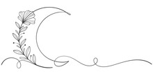 Line Art Crescent. Muslim Symbol. Trendy Concept Ramadan Design. Vector Illustration