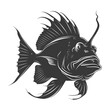 © NikahGeh - Silhouette Anglerfish Fish Animal from deep sea black color only