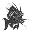 © NikahGeh - Silhouette Anglerfish Fish Animal from deep sea black color only