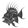© NikahGeh - Silhouette Anglerfish Fish Animal from deep sea black color only