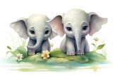 Fototapeta Dziecięca - Cute baby wild animals, such as baby elephants, play in the forest, emphasizing the cuteness, cuteness, and innocence of various animals. Isolated on transparent background.
