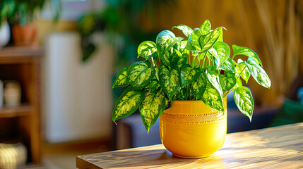 Wall Mural - Fresh basil plant in pot, concept of organic gardening and healthy cooking ingredients