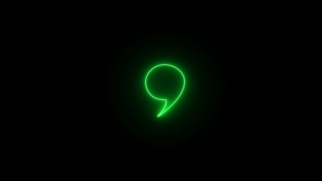 Quote marks. Glowing neon Quotation marks on black background. neon Quote marks comma.