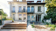 Renovated house, both before and after the restoration process. 