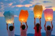 Children releasing paper lanterns symbolizing hope and dreams on Children's Day