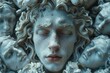 © Andrii Zastrozhnov - An ancient marble statue, portraying beautiful and sorrowful faces with intricate details and symbolism.
