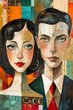 Abstrakte Illustration: Das malerische Porträt von Mann und Frau. KI generiert.