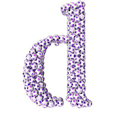 Wall Mural - Symbols made from purple soccer balls. letter d