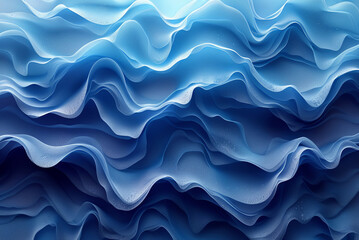 Wall Mural - Background of blue wave with a lot of detail and texture. The waves are very close together, creating a sense of depth and movement. The blue color of the waves is calming and serene