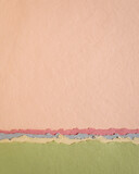 Fototapeta  - abstract paper landscape in pink and green pastel tones - collection of handmade rag papers
