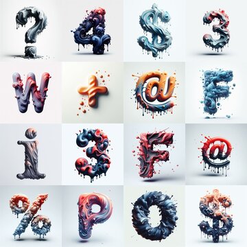 Liquid 3D Lettering Typeface. AI generated illustration