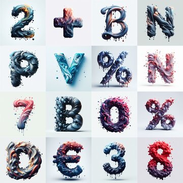 Liquid 3D Lettering Typeface. AI generated illustration