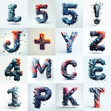 Liquid 3D Lettering Typeface. AI generated illustration