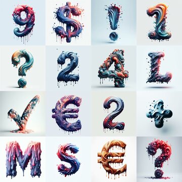 Liquid 3D Lettering Typeface. AI generated illustration