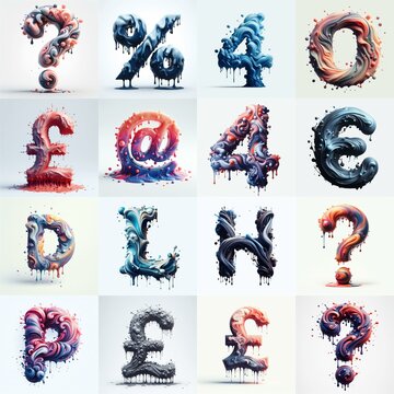 Liquid 3D Lettering Typeface. AI generated illustration