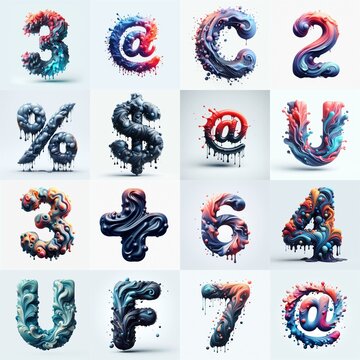 Liquid 3D Lettering Typeface. AI generated illustration