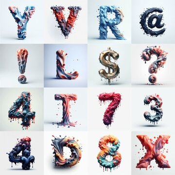 Liquid 3D Lettering Typeface. AI generated illustration