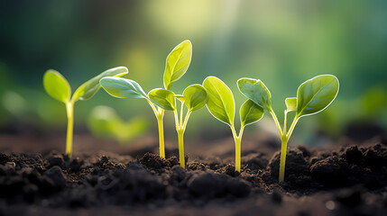 small green plants on the land