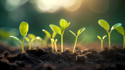 small green plants on the land