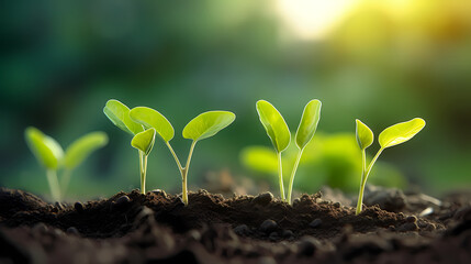 small green plants on the land