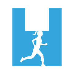 Aufkleber - Run logo combine with letter H vector template
