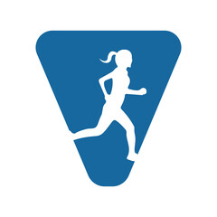 Aufkleber - Run logo combine with letter V vector template