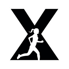 Aufkleber - Run logo combine with letter X vector template
