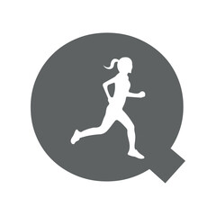 Aufkleber - Run logo combine with letter Q vector template