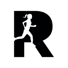Aufkleber - Run logo combine with letter R vector template
