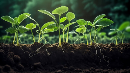 small green plants on the land