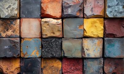 Wall Mural - abstract background texture made of colored stone tiles.