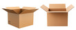 © Anna - Realistic cardboard box set, open isolated. Parcel packaging template.