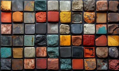 Wall Mural - abstract background texture made of colored stone tiles.