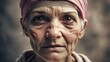 Closeup view portrait of elderly woman with a tired face. Wrinkled woman skin. Toned. National Mature Women's Day April 9 , International Day for Older Persons Oct 1
