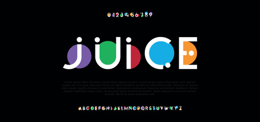 Wall Mural - Juice , a modern alphabet lowercase font. minimalist typography vector illustration design