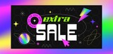 Fototapeta  - Retro Vaporwave Sale Horizontal Banner With Stickers