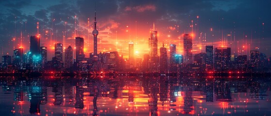 Poster - The concept of smart cities is based on the Internet of Things (IoT), computer technology (ICT), and data analytics.