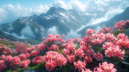Poster - Flower blooming on a mountain in the summer