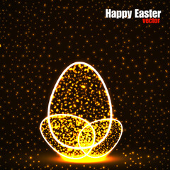 Wall Mural - Abstract Easter eggs with glowing particles. Happy Easter Egg. Vector
