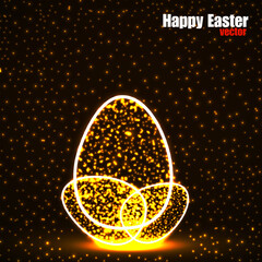 Poster - Abstract Easter eggs with glowing particles. Happy Easter Egg. Vector