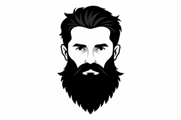 Wall Mural - silhouette of the beard vector illustration on white background