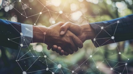 Aufkleber - Shaking hands. Customer support. Human relationships. Business success. Management strategy. Business networks. Groups of people. Shaking hands. Success of business. A management strategy.