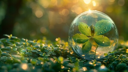 Aufkleber - Natural abstract backgrounds for your design. Green world into the bubble.