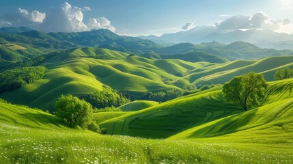 Canvas Print - The green hills are filled with beauty on a summer's day