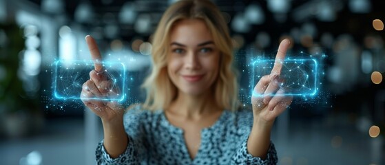 Poster - Woman working with Internet Business Technology User Interface Standard Quality Control Certification Assurance.